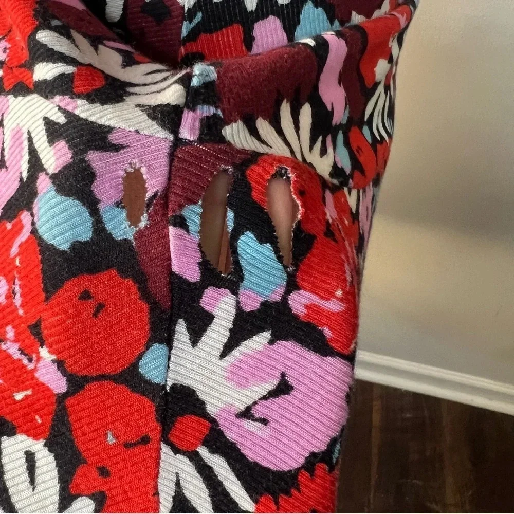 Free People floral y2k sweetheart neckline dress size small